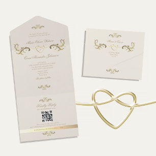 Código QR Casamento Barroco Dourado