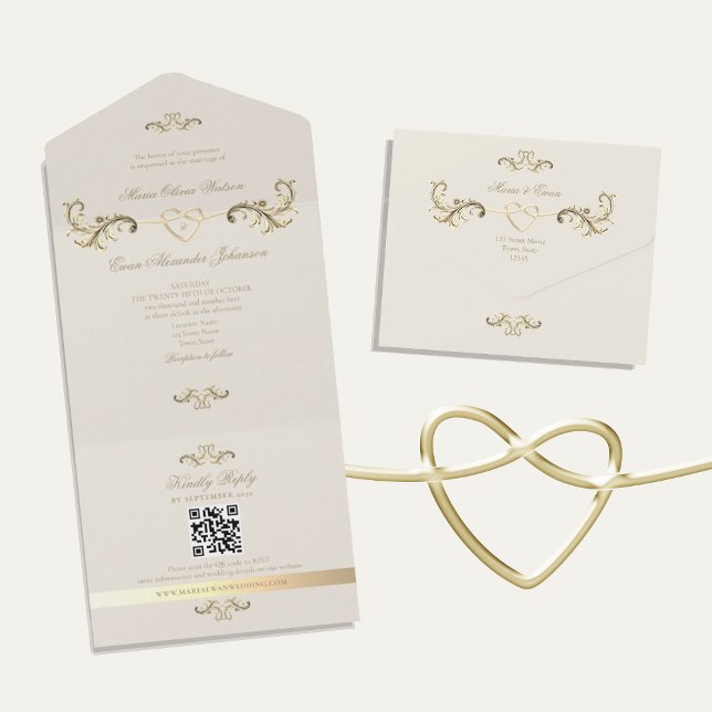 Código QR Casamento Barroco Dourado (Criador carregado)