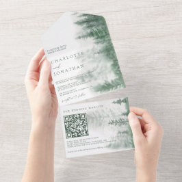 Código QR Casamento de Aquarela da Floresta de Mon