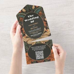 Código QR Casamento de Arte Floral Elegante Nouvea