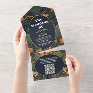 Código QR Casamento de Arte Floral Elegante Nouvea