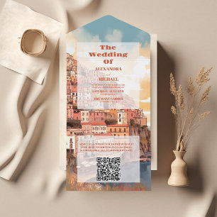 Código QR Casamento de Destino da Itália Elegante 