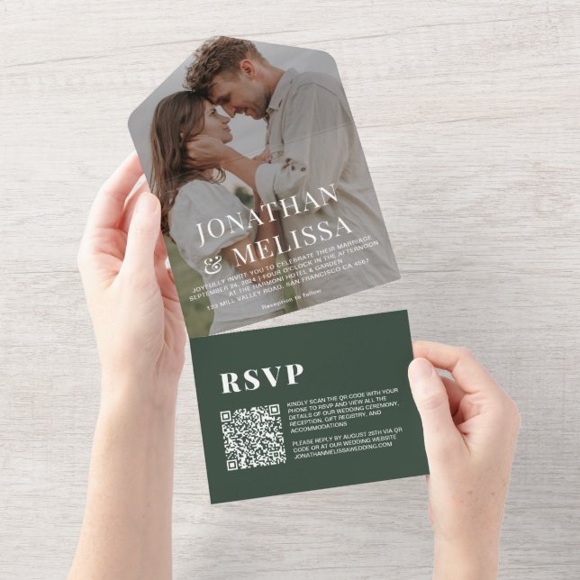 Código QR | Casamento de Fotografias Simples Verde (Tearaway)