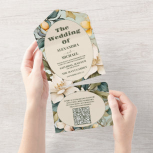 Código QR Casamento de Lily Art Nouveau Branco com
