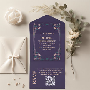Código QR Casamento de Livro de Biblioteca Vintage