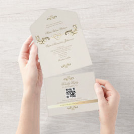 Código QR Casamento Dourado Barroco