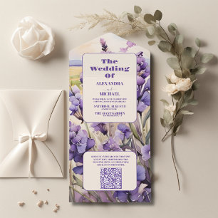 Código QR Casamento exclusivo de lavanda floral
