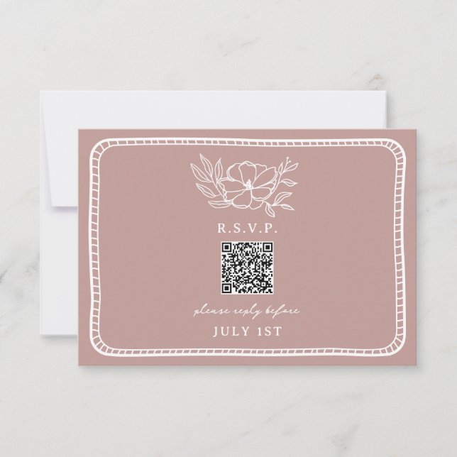 Código QR Casamento Floral Cor-de-Rosa QR RSVP (Frente)