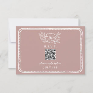 Código QR Casamento Floral Cor-de-Rosa QR RSVP