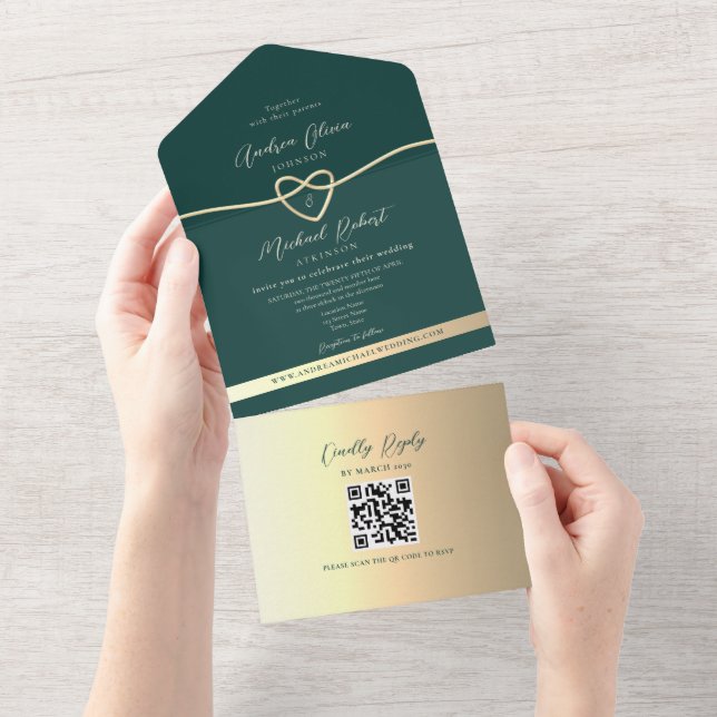 Código QR Casamento Ouro Verde Esmeralda (Tearaway)