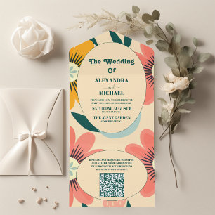 Código QR Casamento Retroativo Rosa e Dourado