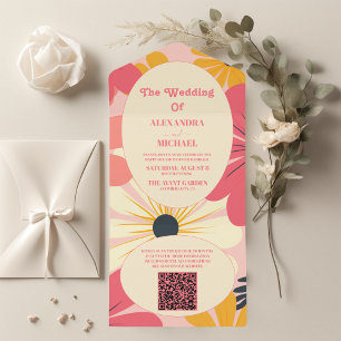 Código QR Casamento Retroativo Rosa e Dourado