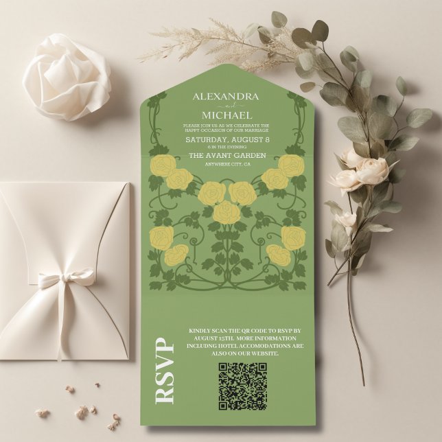 Código QR Casamento Romântico Art Nouveau (Criador carregado)