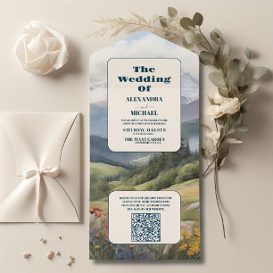 Código QR Casamento Rustic Mountain Meadow
