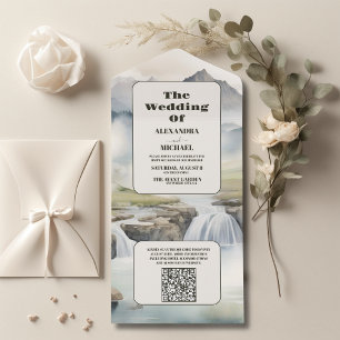 Código QR Casamento Rustic Mountain Waterfall Boho
