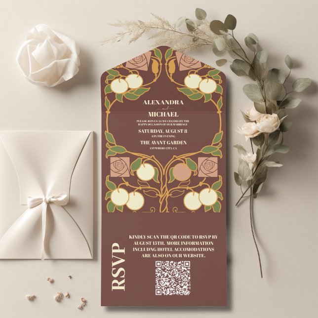 Código QR Casamento Vintage Art Nouveau (Criador carregado)