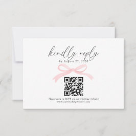 Código QR Chic Blush Rosa Laço Fita Casamento Rsvp