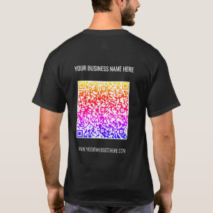 Código QR colorido com T-Shirt comercial de texto