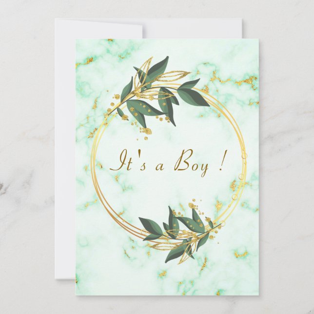 Código QR Convite para Chá Dourado Marble Baby Boy (Verso)