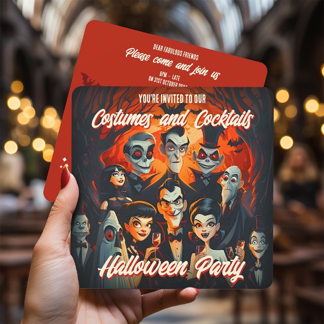 Código QR Costumes Cocktails Convite de Halloween (Criador carregado)