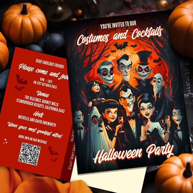 Código QR Costumes Cocktails Convite de Halloween (Criador carregado)