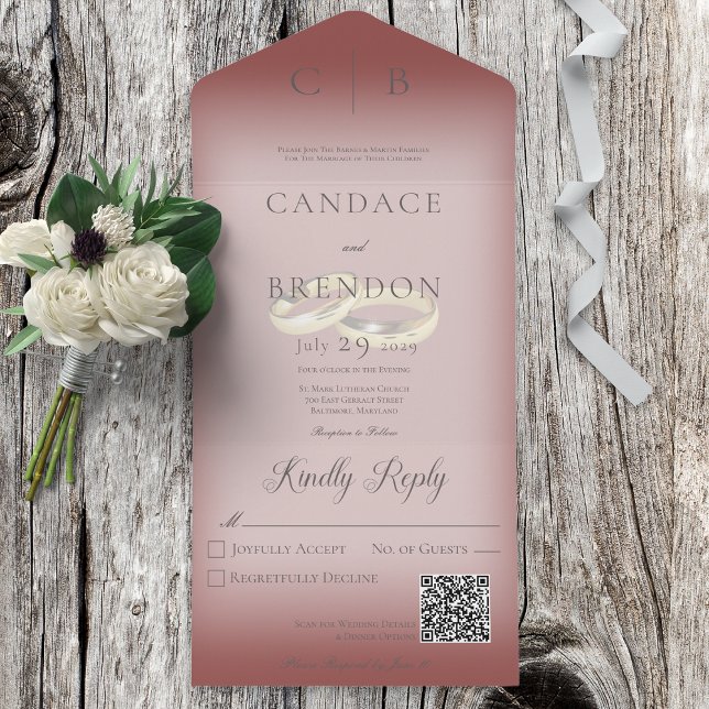 Código QR da Borgonha Moderna dos Anéis de Casamen (Criador carregado)