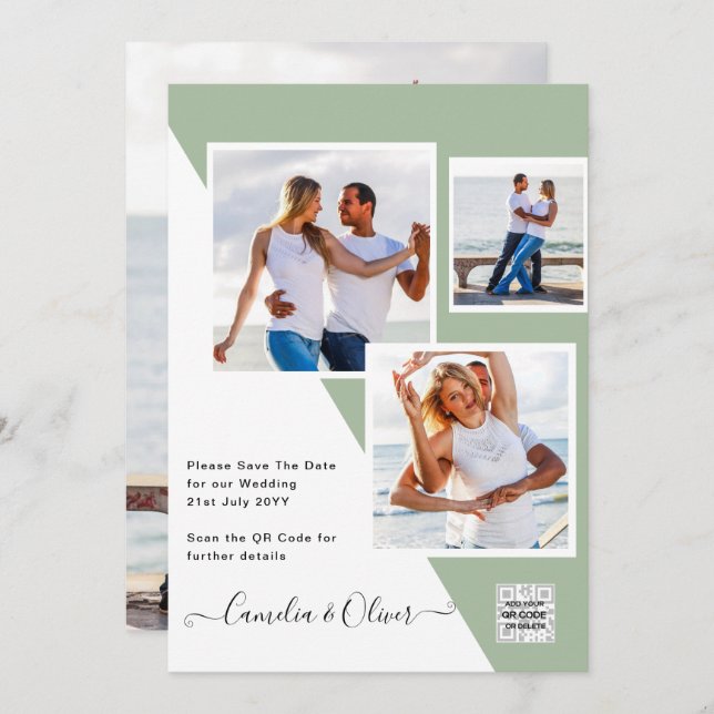 Código QR da Data de Salvamento do Convite de Foto (Frente/Verso)