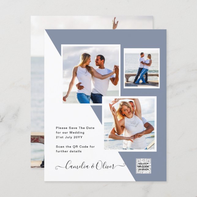 Código QR da Data de Salvamento do Convite de Foto (Frente/Verso)