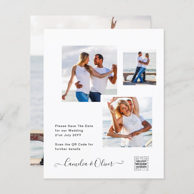 Código QR da Data de Salvamento do Convite de Foto (Frente/Verso)