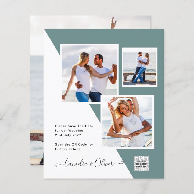 Código QR da Data de Salvamento do Convite de Foto (Frente/Verso)