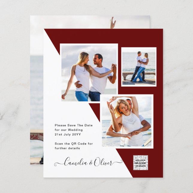 Código QR da Data de Salvamento do Convite de Foto (Frente/Verso)