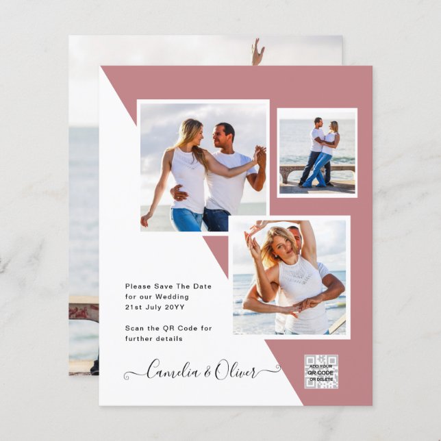 Código QR da Data de Salvamento do Convite de Foto (Frente/Verso)