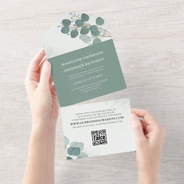 Código QR da Folhagem Russa Elegante Moderna Eucal (Tearaway)