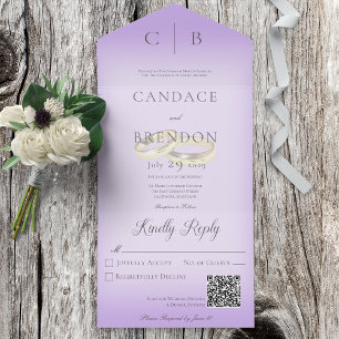 Código QR da Lavanda Moderna dos Anéis de Casament