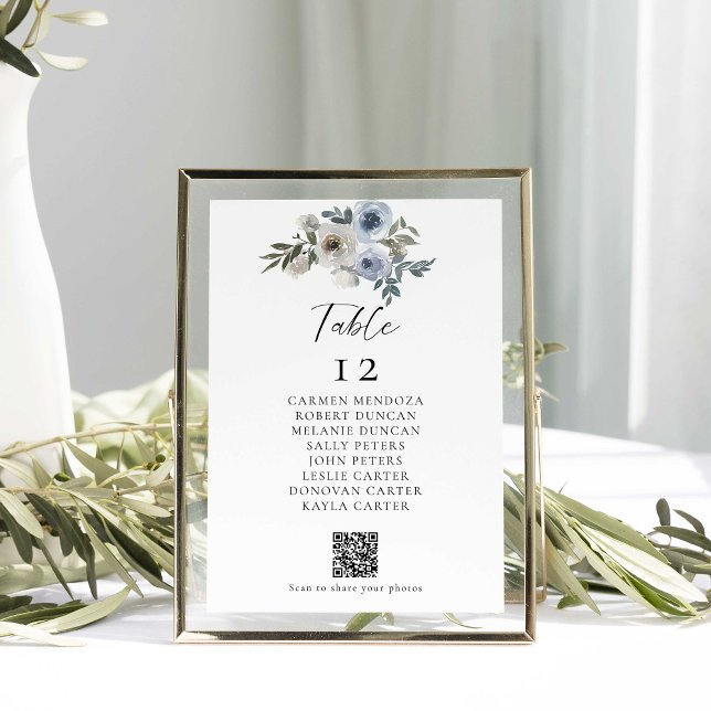 Código QR da Mesa de Casamento Azul Dusty (Criador carregado)