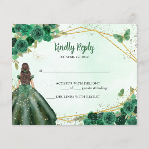 Código QR da Princesa Floral Verde Dourada RSVP