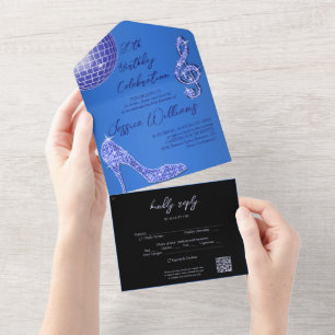 Código QR de aniversário de 30 anos azul e preto