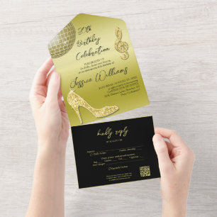Código QR de aniversário de 30 anos preto e Dourad