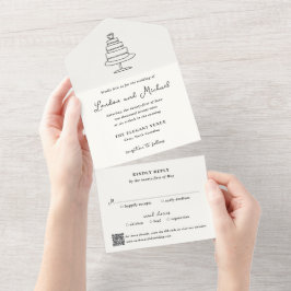Código QR de Bolo Desenhado à Mão Casamento Modern