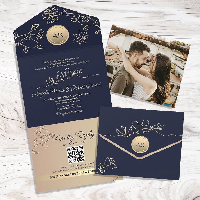 Código QR de Casamento Azul Marinho (Criador carregado)