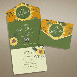 Código QR de Casamento Boho Girassol