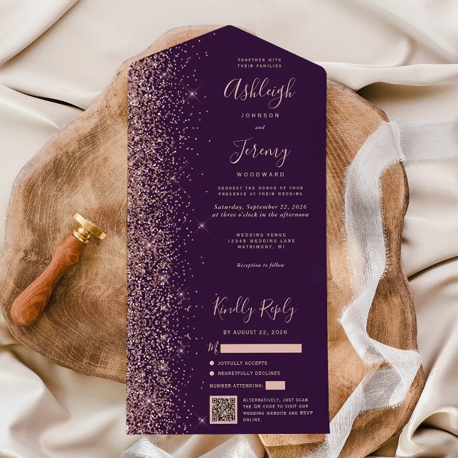 Código QR de Casamento com Brilho Dourado Rosa Rox (Criador carregado)