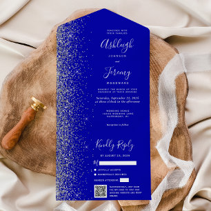 Código QR de Casamento com Brilho Prateado Azul Re