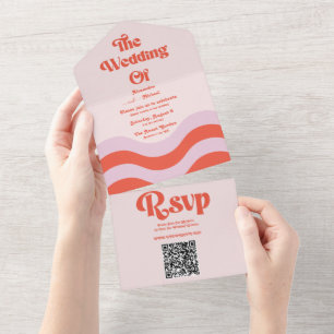Código QR de Casamento com Tipografia Laranja Rosa
