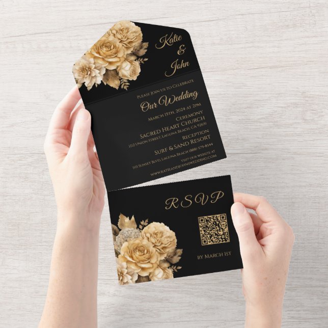 Código QR de Casamento de Buquê de Flor Neutro (Tearaway)