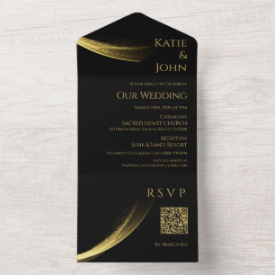 Código QR de Casamento de Elegância-ouro-