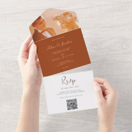 Código QR de Casamento de Foto Mínimo Laranja Quei