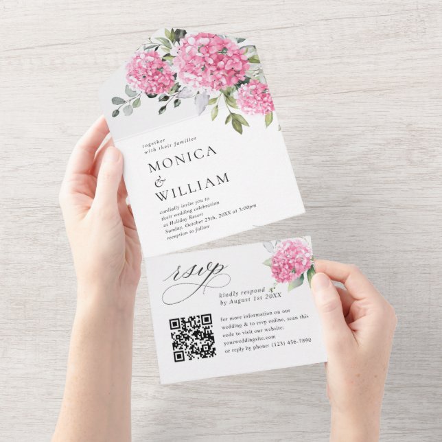 Código QR de Casamento de Hydrangea Pink de Waterc (Tearaway)