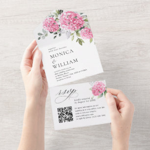Código QR de Casamento de Hydrangea Pink de Waterc