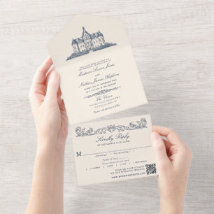 Código QR de Casamento de Manor de Chateau Antigo 